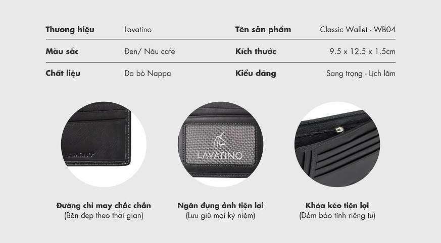 Thiết kế ví nhỏ gọn, tiện lợi rất thích hợp với qúy ông có phong cách năng động