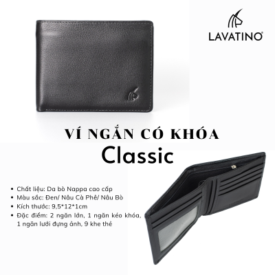 Ví ngắn có khóa Classic da Nappa cao cấp 